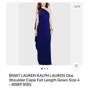 RL One Shoulder Cape Dress-Size 12